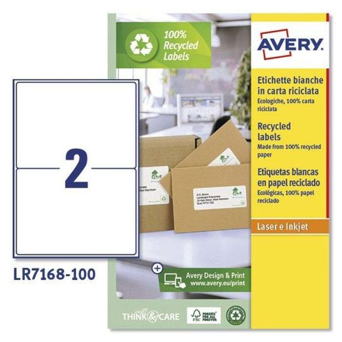 Etiquetas para Impresora Avery LR7168 Blanco 100 Hojas 199,6 x 143,5 mm (5 Unidades) 1