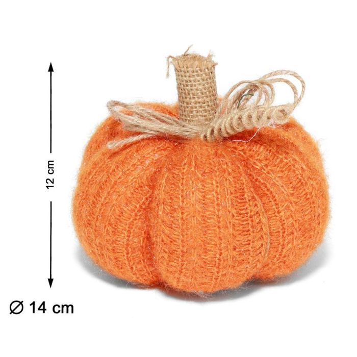 Calabaza Decorativa De Tela Naranja 12 cm Para Ambientación Otoñal