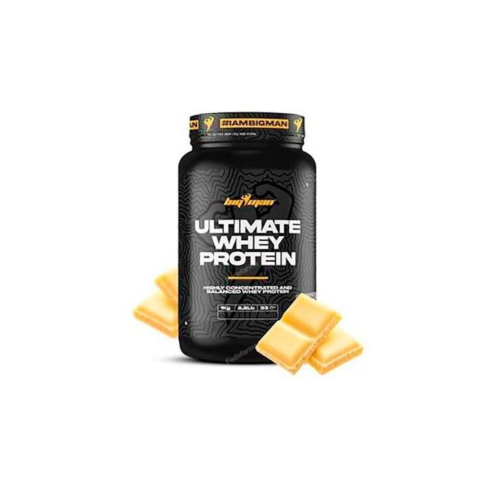 BIGMAN Proteína Ultimate Whey Concentrado de Suero de Leche, Sabor Chocolate Blanco, 1 Kg - Ideal para Deportistas