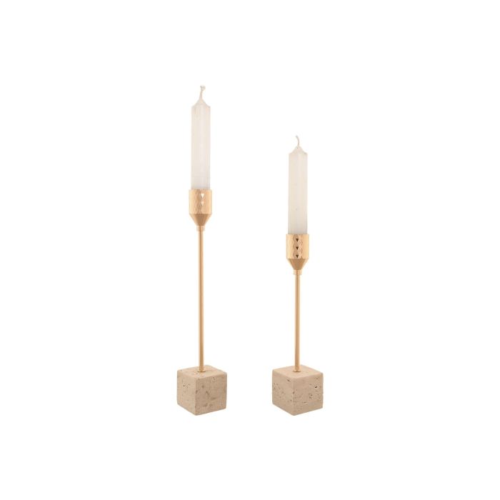 Candelabro Scandi DKD Home Decor Dorado Beige 4 x 25 x 4 cm Set de 2 (2 Unidades) 3
