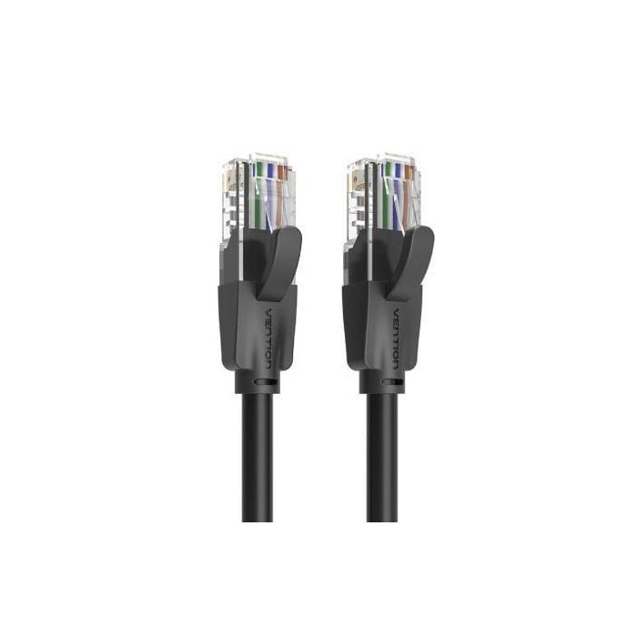 Vention IBEBG Cable de Red Ethernet RJ45 UTP Cat.6 Gigabit 1000Mbps 1.5m Negro para PC/Router, Contactos Chapados Oro, 26AWG 1