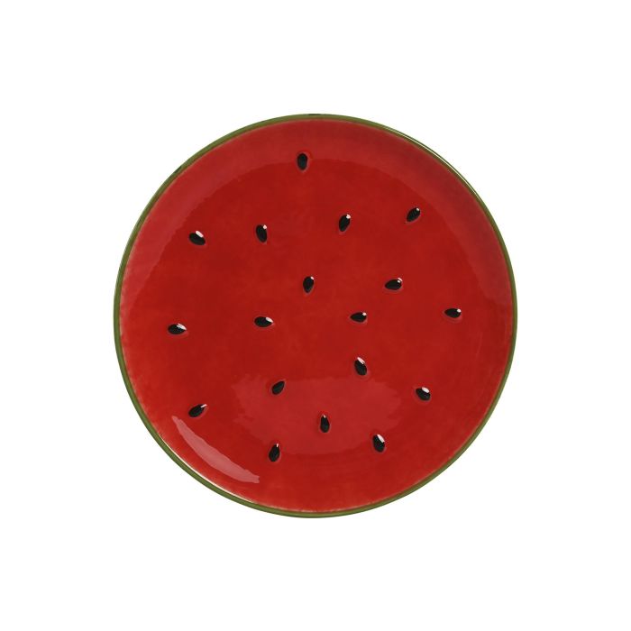 Plato Moderno DKD Home Decor Rojo Verde 22 x 2.5 x 22 cm
