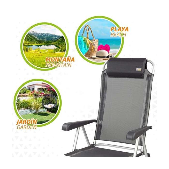 Silla camping aluminio reclinable 5 posiciones 44x55x101cm 12 Silla camping aluminio reclinable 5 posiciones 44x55x101cm 12
