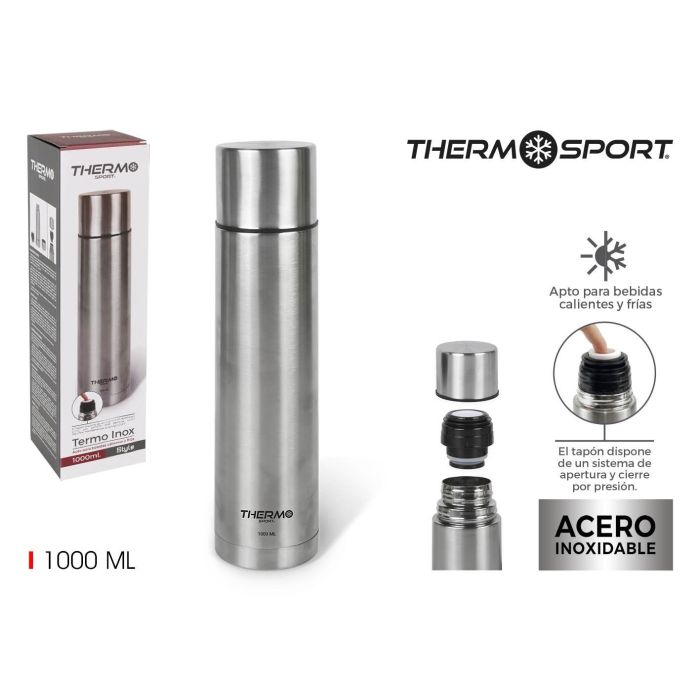Termo Inoxidable 1000 ml Thermosport - Estilo Duradero (6 Unidades) Termo Inoxidable 1000 ml Thermosport - Estilo Duradero (6 Unidades)