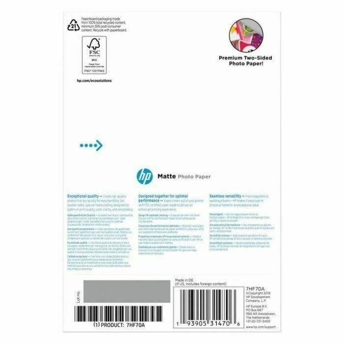 HP Papel foto mate 10x15cm 25hojas 1