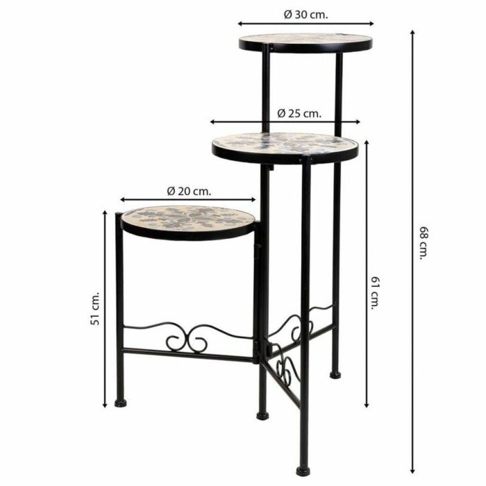 Soporte para Maceta Alexandra House Living Negro Hierro Azulejo 30 x 68 x 30 cm 4