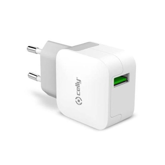 Celly Cargador Pared 1 Usb 2.4A Blanco