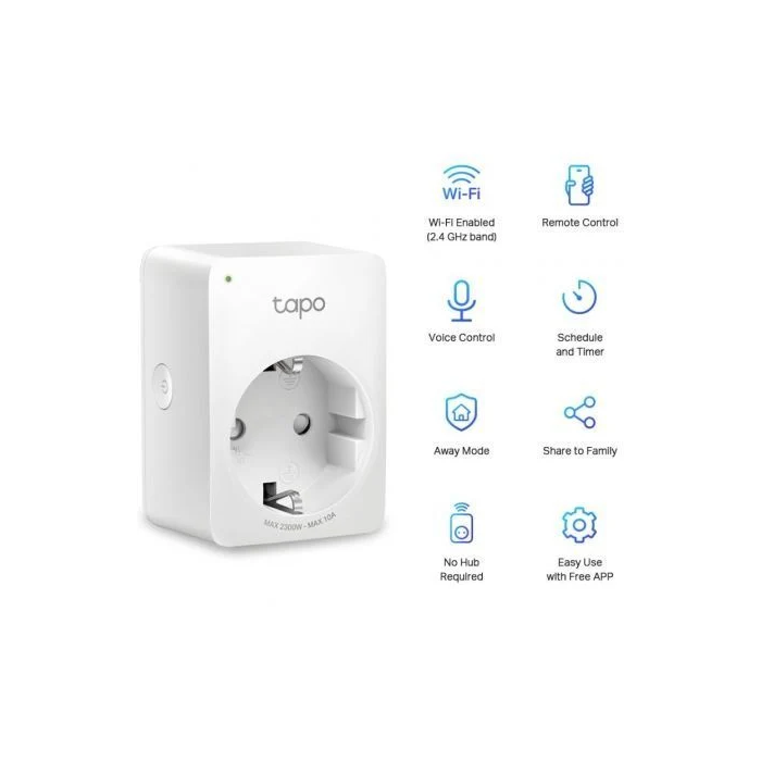 Tp-Link Enchufe Inteligente WiFi Tapo P100, Control Remoto, Programación, Control por Voz, Diseño Compacto, Fácil Instalación