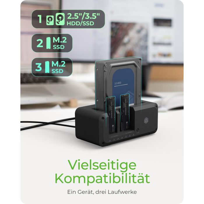 ICY BOX IB-2924MSCL-C31 USB-C 3.2 Gen 2 Docking Station y Clonación para 2.5"/3.5" SATA HDD y M.2 NVMe SSD 1 ICY BOX IB-2924MSCL-C31 USB-C 3.2 Gen 2 Docking Station y Clonación para 2.5"/3.5" SATA HDD y M.2 NVMe SSD 1