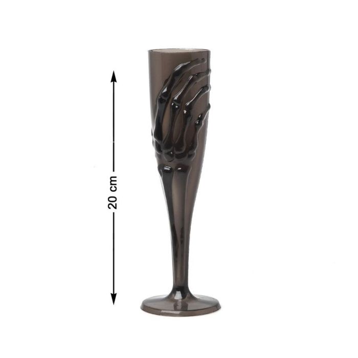 Copa Decorativa Negra con Mano Esquelética de 20 cm para Halloween