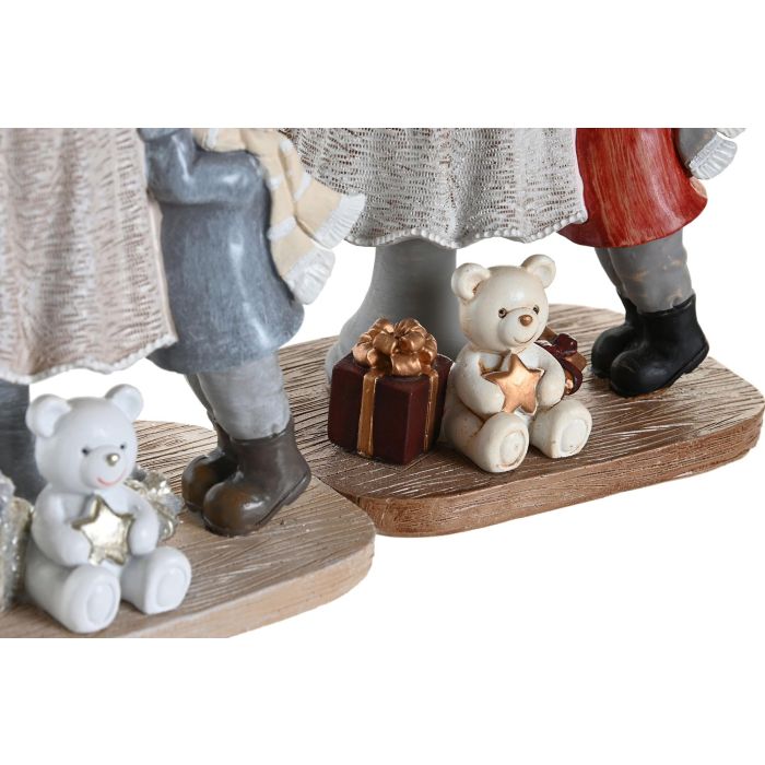 DKD Home Decor Figura Navidad Tradicional Resina Gris Rojo - Decoración Navideña Ancho 12.5, Largo 9.5, Alto 16 cm (2 Unidades) 2