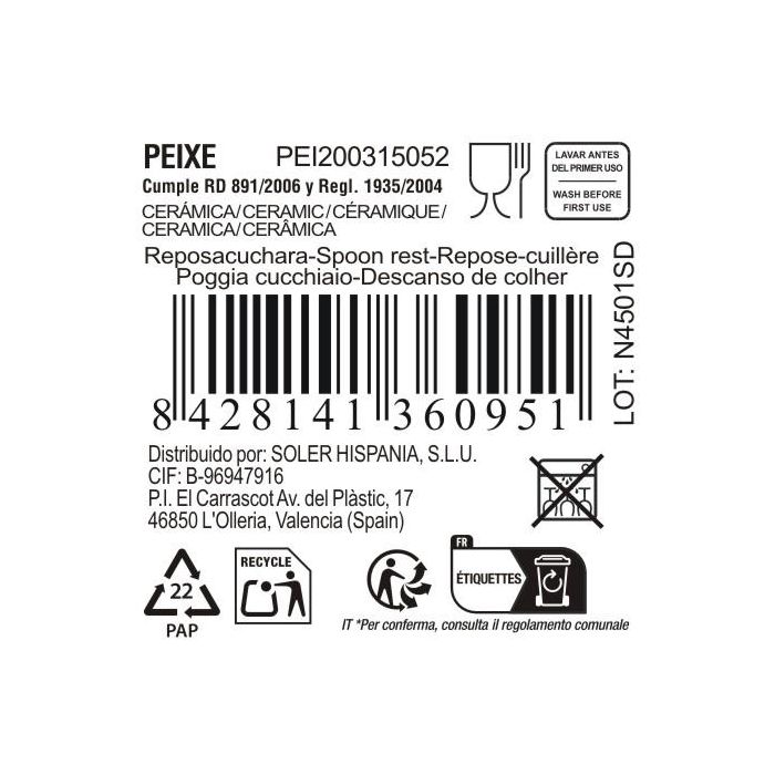 Inde Reposacucharas de Madera Peixe, 24.7 x 7.2 x 2.6 cm (24 Unidades) 2