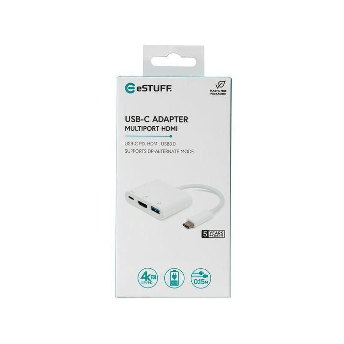 eSTUFF Hub Multiport AV USB-C a HDMI / USB 3.0 / Carga Type-C para MacBook, iPad y dispositivos compatibles 1