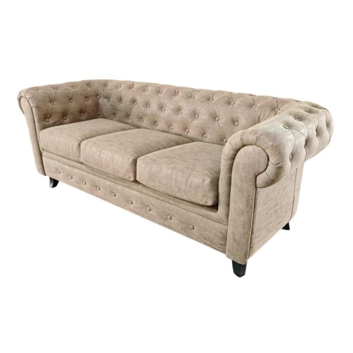 DKD Home Decor Sofá Vintage Marrón 199 x 82 x 76 cm de Madera y PU