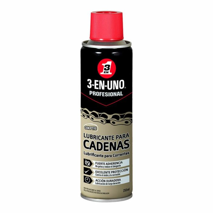 3 En 1 34470 Lubricante para cadenas de bicicleta 250ml en spray, protege contra óxido y corrosión