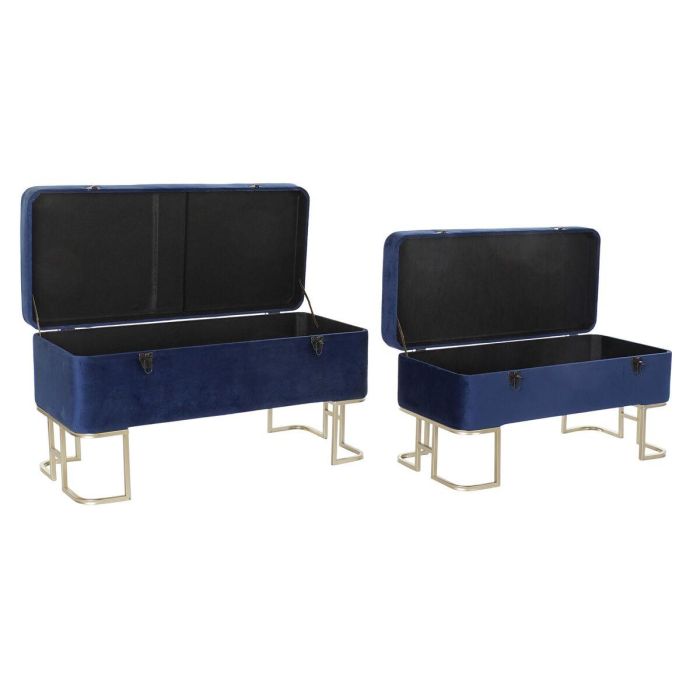 Descalzadora Glam DKD Home Decor Azul Dorado 40 x 47 x 90 cm Set de 2 4