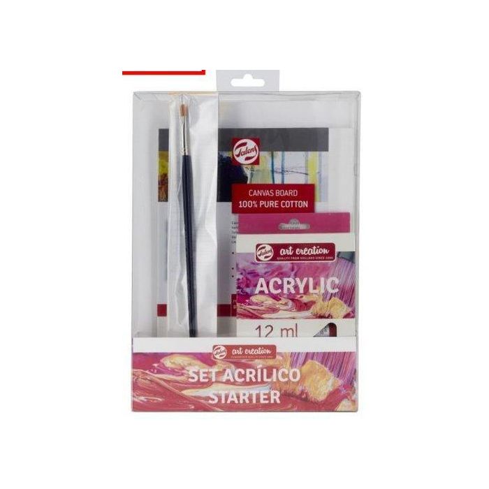 Talens Set Iniciación Bellas Artes Técnica Acrílica: Incluye Colores Vibrantes, Pinceles de Calidad y Tablilla. Ideal Principiantes