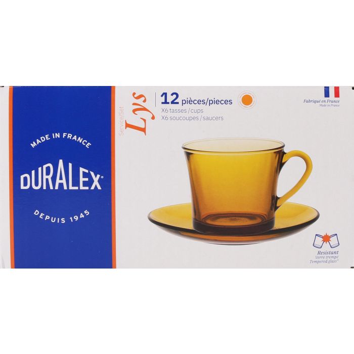 Duralex Set 6 Tazas con Plato 18Cl Colección Ambar Lys (8 Cajas) 1