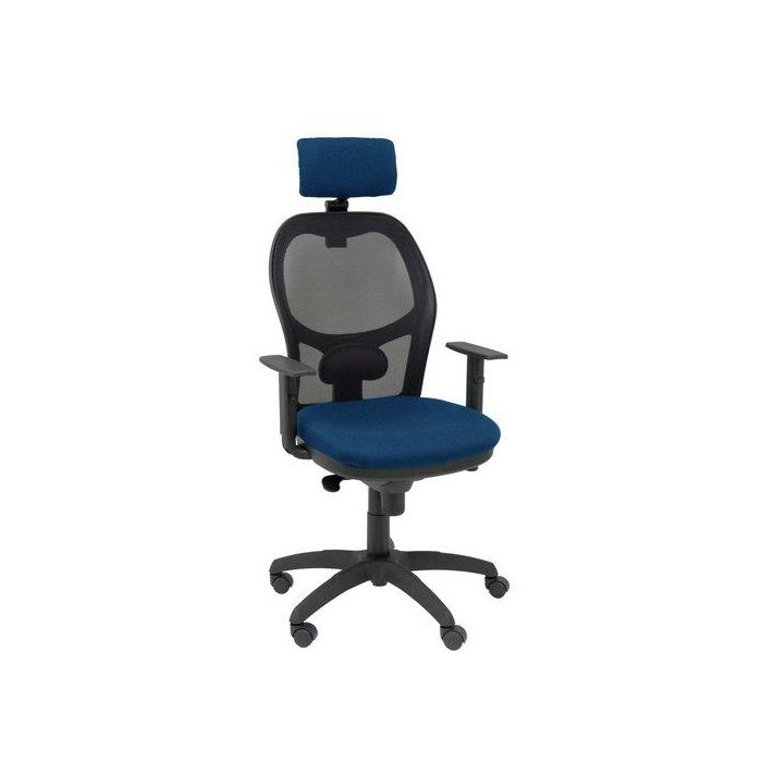 Silla Piqueras Y Crespo Jorquera Brazos Y Cabecero Regulables Mecanismo Sincro Ruedas Nylon Respaldo De Malla Negra Y Asiento Tapizado Bali Azul Marino