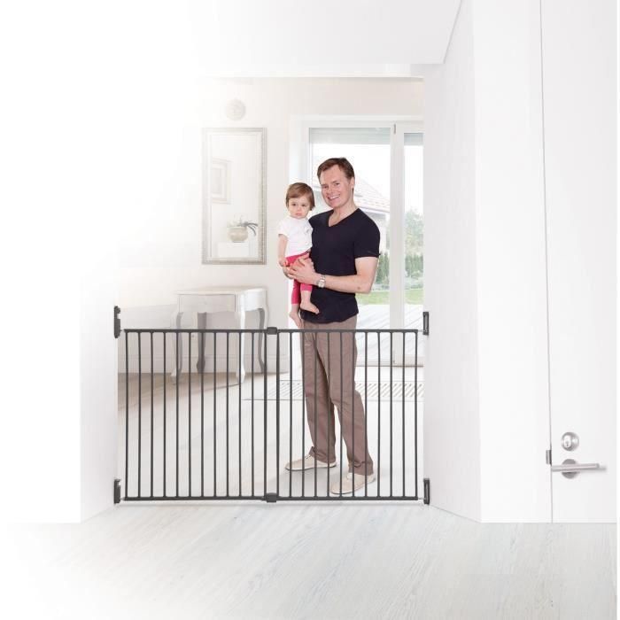 DREAMBABY Barrera de seguridad Extra ancha BROADWAY Gro Gate - Para atornillar - L 76/134,5 x H 76 cm - Gris 2