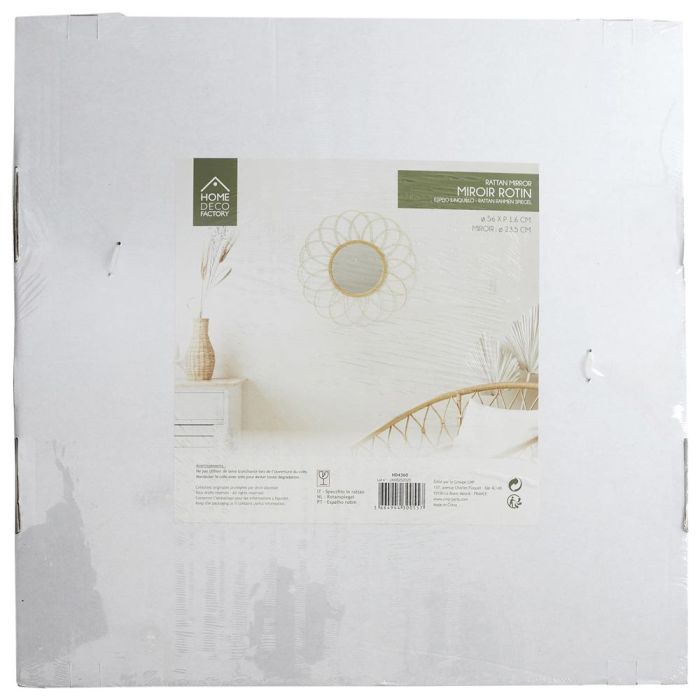 Home Deco Factory Espejo Ratán Forma Rosetón Diámetro 56 cm Natural 3