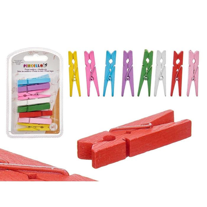 Set 8 Pinzas Madera Multicolor Grd Pincello 7X12CM (24 Unidades) Set 8 Pinzas Madera Multicolor Grd Pincello 7X12CM (24 Unidades)