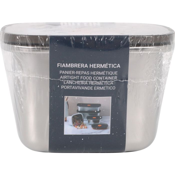 Fiambrera hermética rectangular de acero inoxidable 450 ml - Quttin (12 Unidades) 1 Fiambrera hermética rectangular de acero inoxidable 450 ml - Quttin (12 Unidades) 1