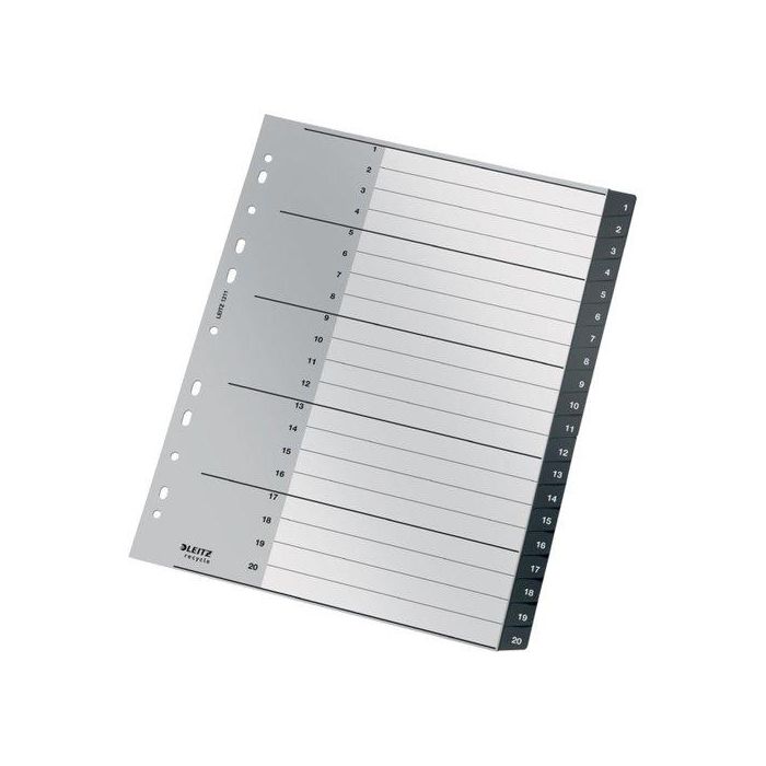 Indice Leitz Pp Recycle Numerico A4+ Pestañas 1-20 11 Taladros Negro