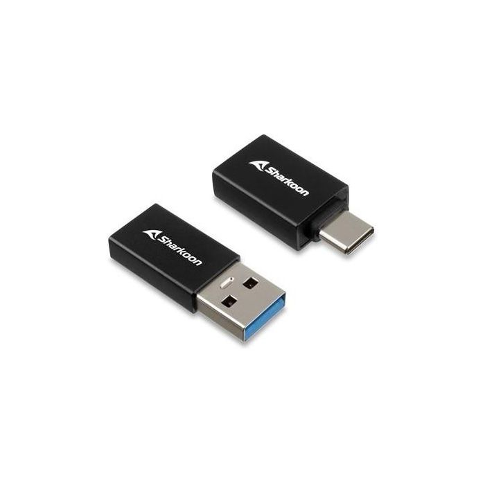 Sharkoon Adaptador USB 3.2 Gen 1 OfficePal - USB-A a USB-C / USB-C a USB-A, Negro (Pack 2) - 5 Gbit/s