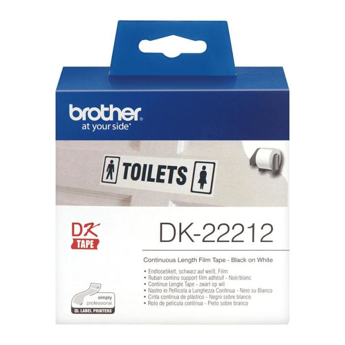 BROTHER Rollo de Cinta de Pelicula Plastica Continua Blanca de 62mm x 15,24m