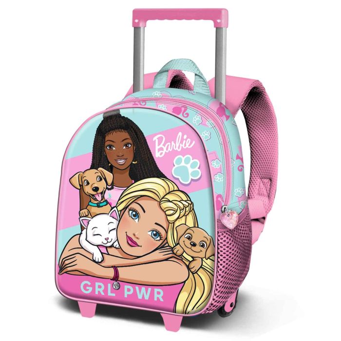 Mochila 3D con Ruedas Pequeña Pets Barbie Rosa