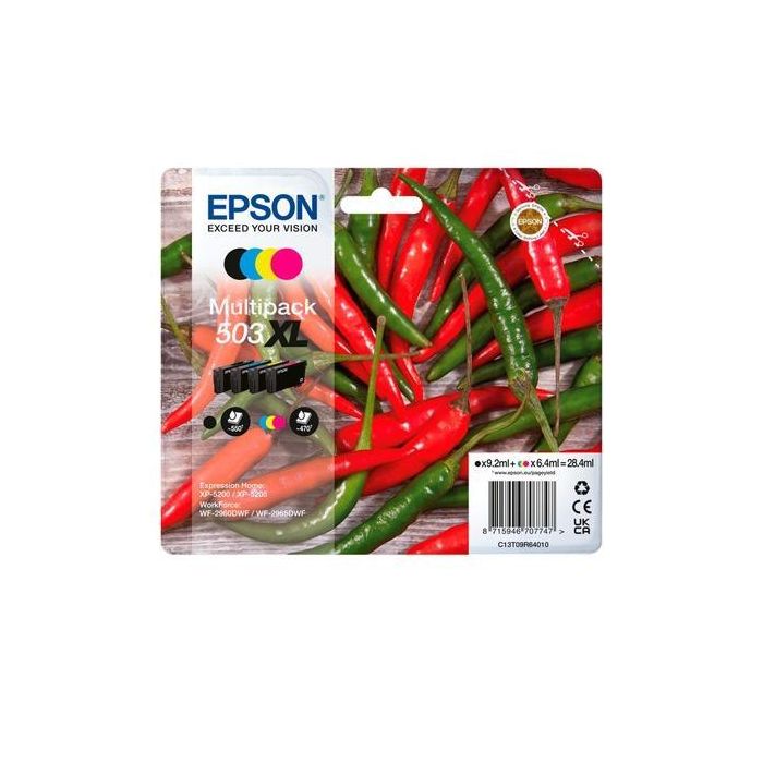 EPSON Cartucho 4 colores Multipack 503XL WF-2960dwf,WF-2965dwf, XP-5205 Pimiento EPSON Cartucho 4 colores Multipack 503XL WF-2960dwf,WF-2965dwf, XP-5205 Pimiento