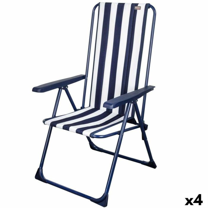 Silla Plegable Aktive A rayas Blanco Azul marino 46 x 101 x 59 cm (4 Unidades)