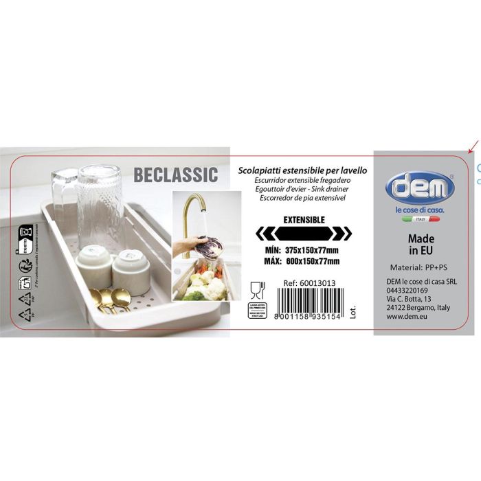 Inde Escurridor Extensible Fregadero Beclassic, 10.8x29.1 cm (12 Unidades) 1 Inde Escurridor Extensible Fregadero Beclassic, 10.8x29.1 cm (12 Unidades) 1