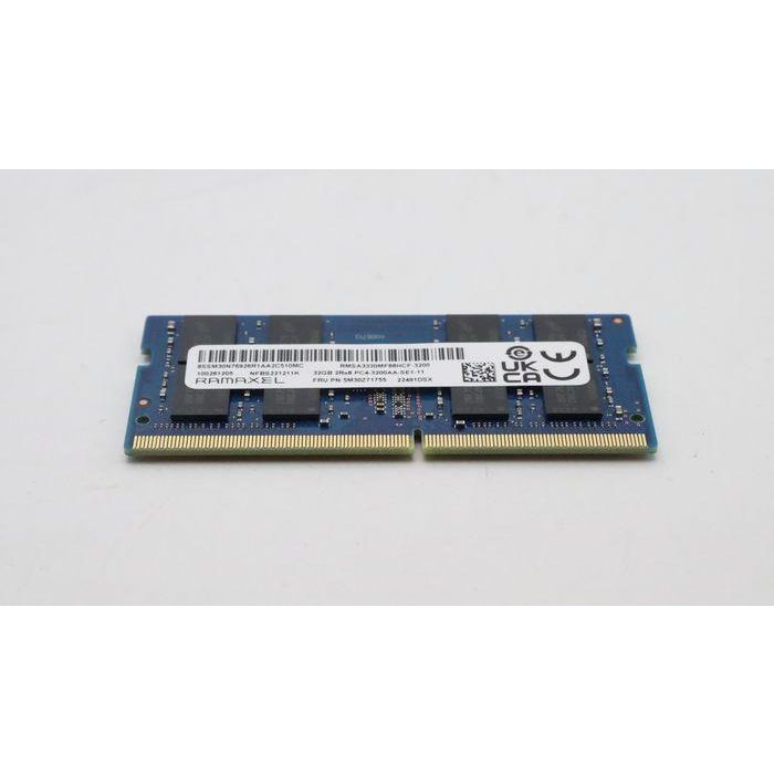 Lenovo SODIMM RAM module, 32GB capacity, 3200MHz speed, 260-Pin form factor, designed for DDR4 compatible systems. 2 Lenovo SODIMM RAM module, 32GB capacity, 3200MHz speed, 260-Pin form factor, designed for DDR4 compatible systems. 2