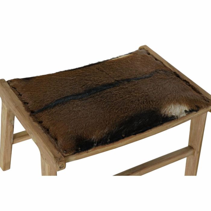 DKD Home Decor Descalzadora Colonial Piel de Vaca y Teca Marrón Natural 65x47x42 cm Asiento 42 cm 2 DKD Home Decor Descalzadora Colonial Piel de Vaca y Teca Marrón Natural 65x47x42 cm Asiento 42 cm 2