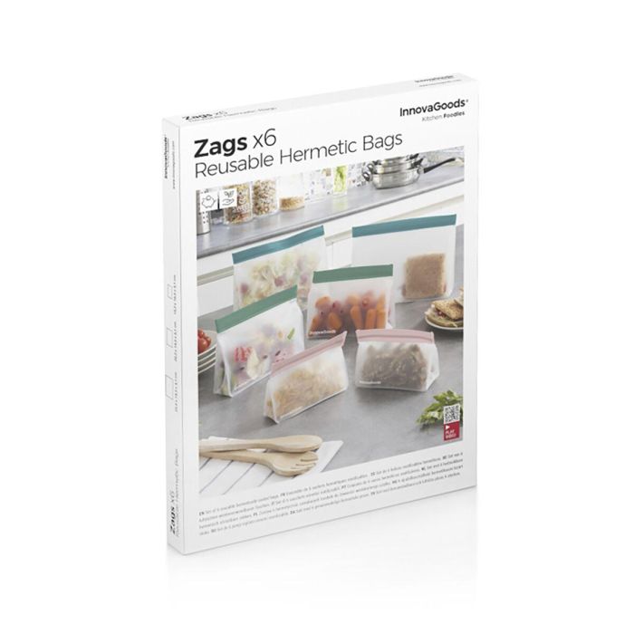 Set de Bolsas Reutilizables Herméticas Zags InnovaGoods 6 Unidades 1