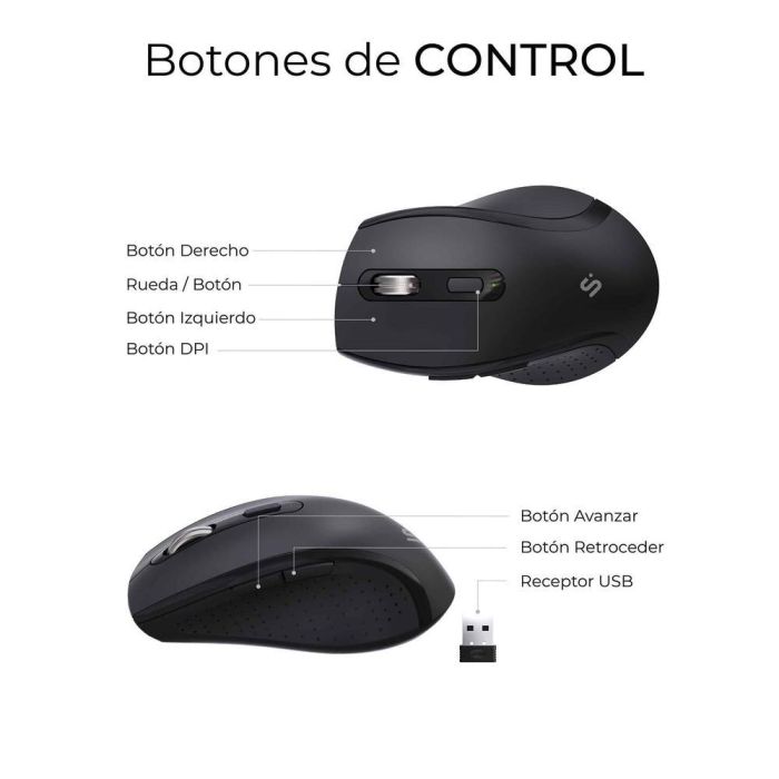 Subblim Combo Dual Office Prowave Teclado y Ratón Inalámbrico Ergonómico Recargable Bluetooth y USB Negro