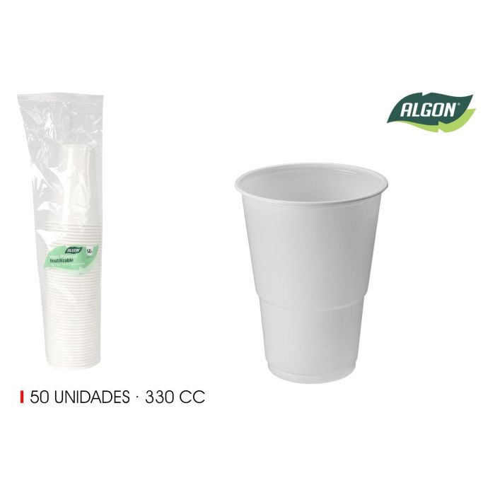 Set de 50 vasos blancos Algon 330 cc (12 Unidades) Set de 50 vasos blancos Algon 330 cc (12 Unidades)