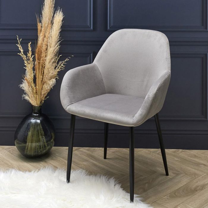 Home Deco Factory Butaca Gris Giulia - Estilo Escandinavo, Tapizado de Terciopelo, Patas de Metal 1