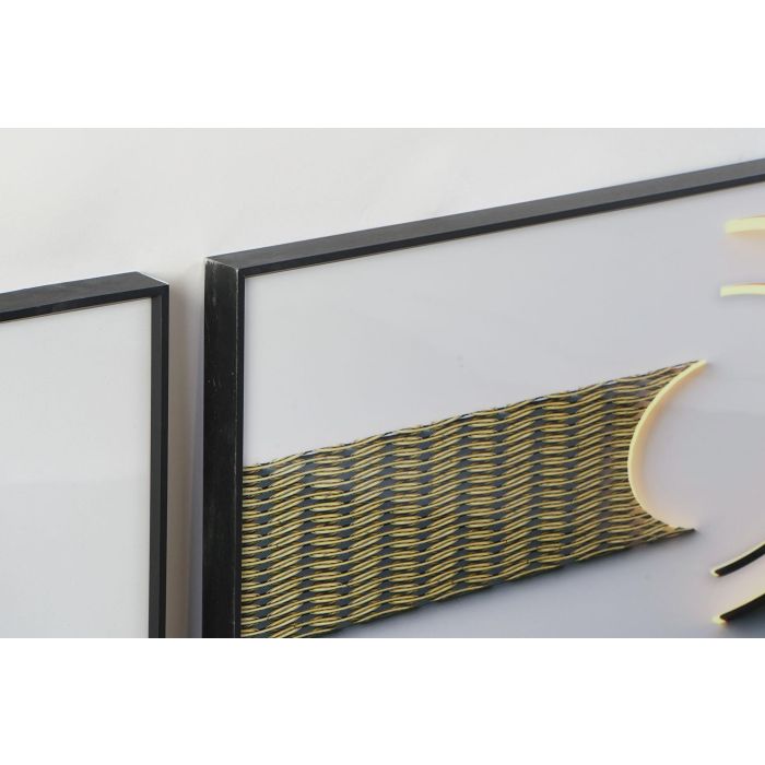 DKD Home Decor Cuadro Moderno Gris Negro Abstracto 80 x 240 cm Set de 3 1