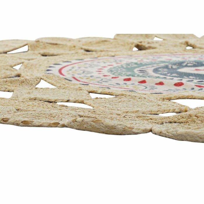 DKD Home Decor Alfombra Boho Marron Multicolor Yute Algodon Polyester 150 x 150 cm 1