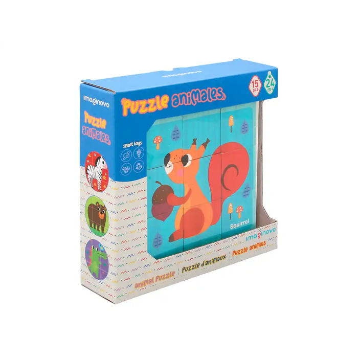 Imaginovo Puzle Infantil de Madera Cubos de Animales +24 Meses 15 Piezas 12 Patrones 22x22x6.4cm 7 Imaginovo Puzle Infantil de Madera Cubos de Animales +24 Meses 15 Piezas 12 Patrones 22x22x6.4cm 7