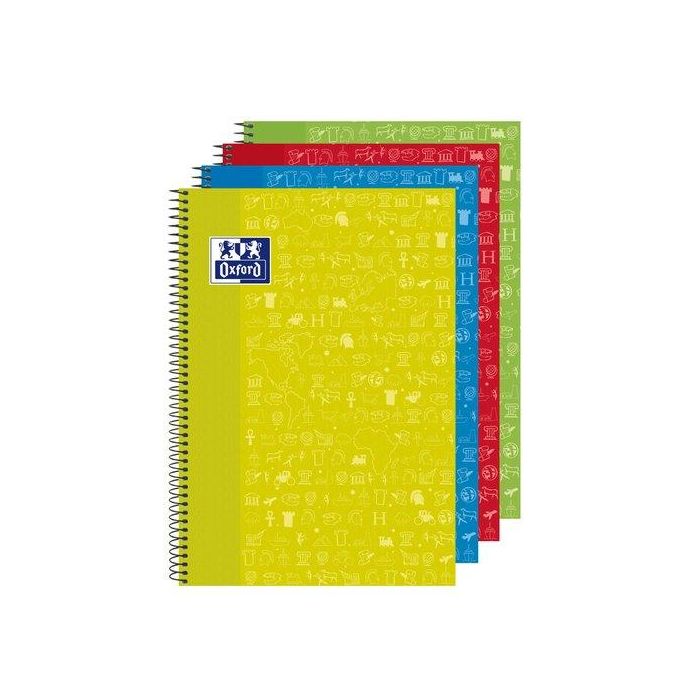Bloc Oxford School Asignaturas Sociales Tapa Extra Fº 80H Cuadric.4X4 90G Surtido (4 Col.) (Set de 4)