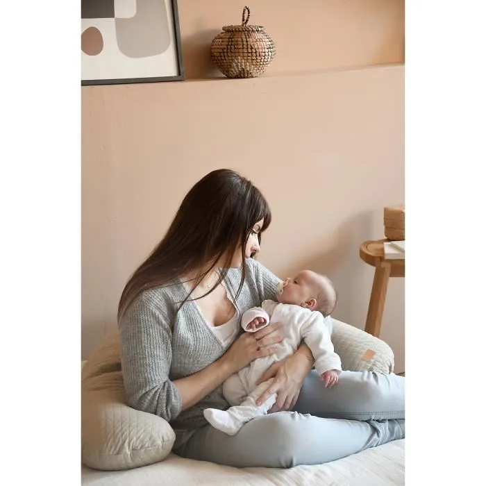 Red Castle Big Flopsy Almohada de Lactancia y Maternidad Flor de Algodón - Lino, Multiusos para Embarazo y Bebé, Funda Lavable 3