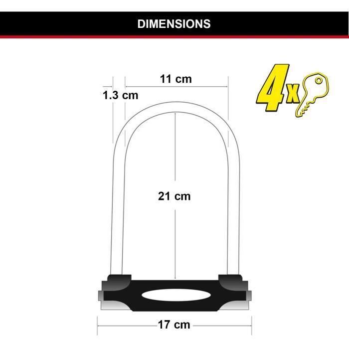 Candado para bicicleta en U - MASTER LOCK - 8195EURDPROCOLWR - Acero endurecido, llave, rojo 5 Candado para bicicleta en U - MASTER LOCK - 8195EURDPROCOLWR - Acero endurecido, llave, rojo 5