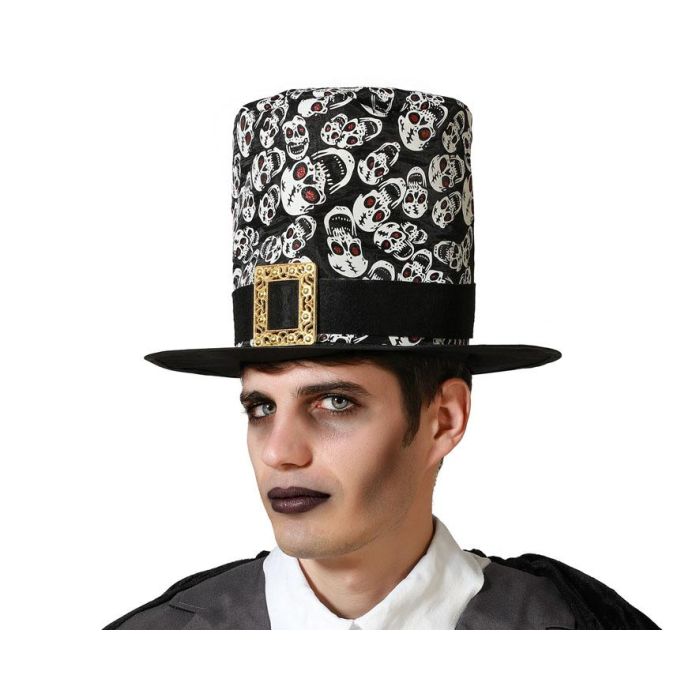 Sombrero De Copa Calaveras Halloween Negro