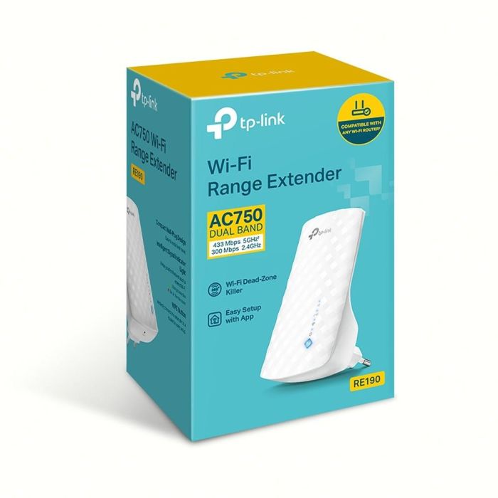 TP-Link RE190 Repetidor Wi-Fi Extensor de Cobertura AC750 Doble Banda 2.4/5GHz (433 Mbit/s) 4 TP-Link RE190 Repetidor Wi-Fi Extensor de Cobertura AC750 Doble Banda 2.4/5GHz (433 Mbit/s) 4
