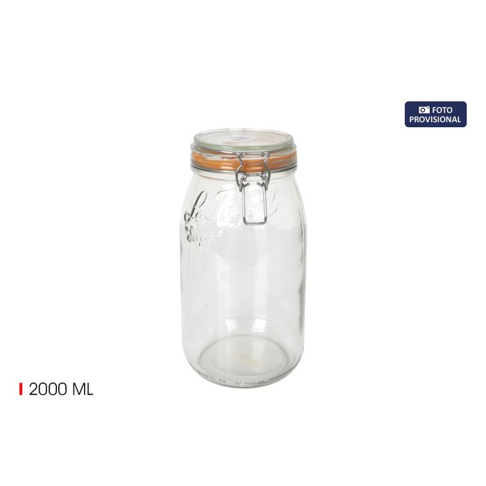 Inde Tarro Hermético de Vidrio Super 2000 ml con Tapa, Ø 85 mm, 12 x 25 x 14 cm (6 Unidades)