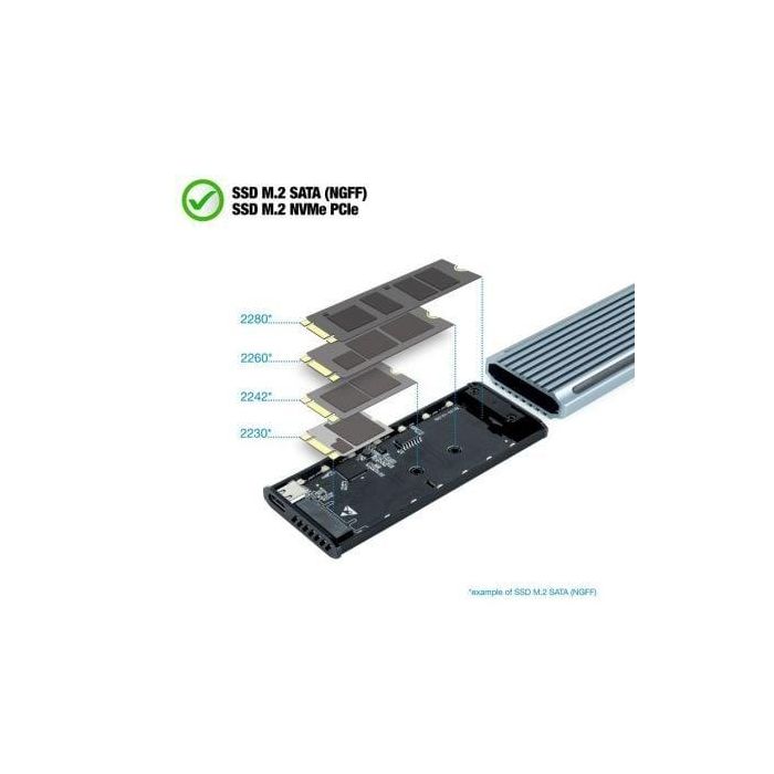 TooQ Shinobi Caja externa para unidad de estado sólido (SSD) Gris M.2 2 TooQ Shinobi Caja externa para unidad de estado sólido (SSD) Gris M.2 2